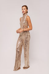 Gold Sequin Sleeveless Blouse