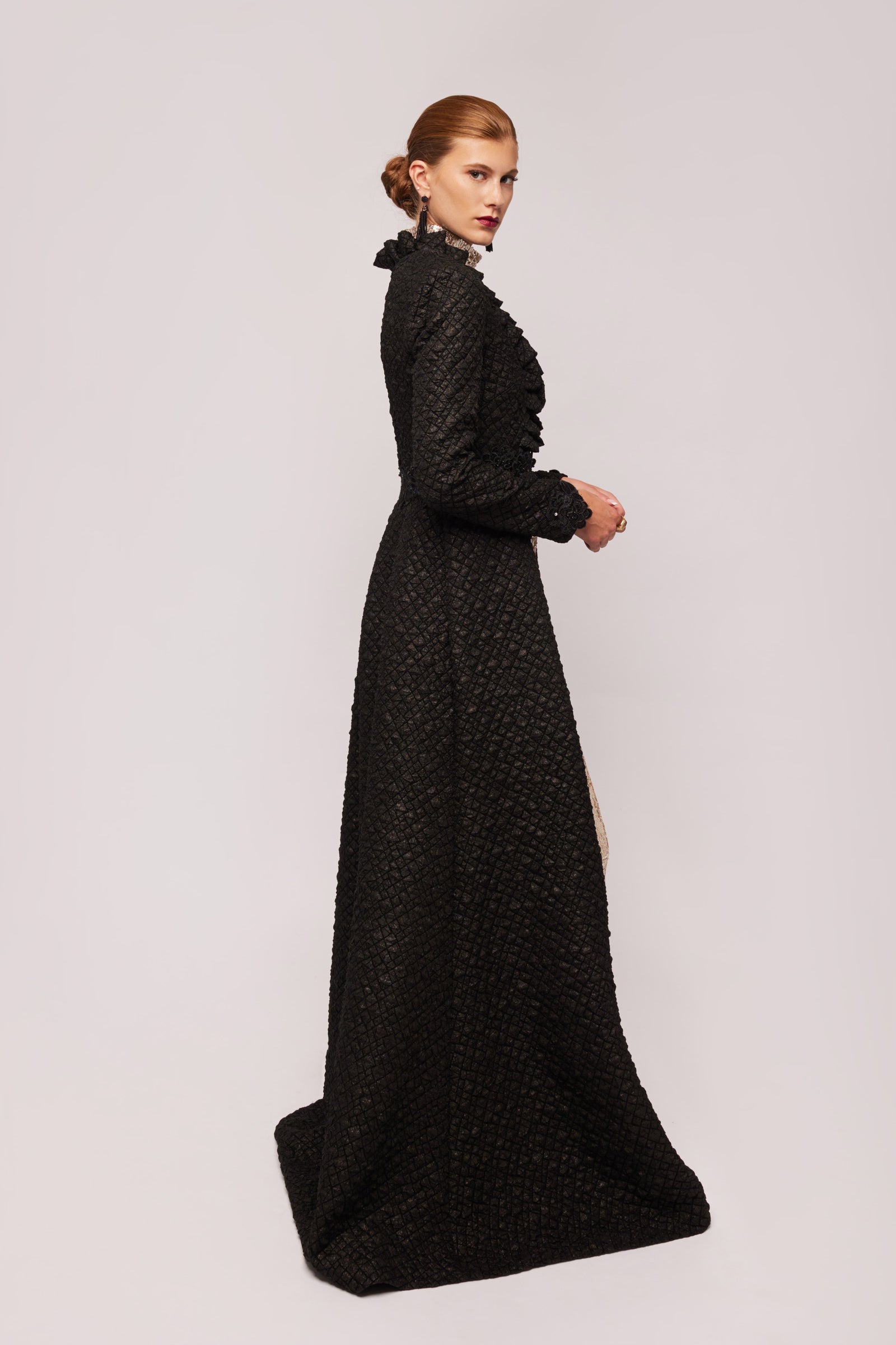 Black Jacquard Bolero Coat