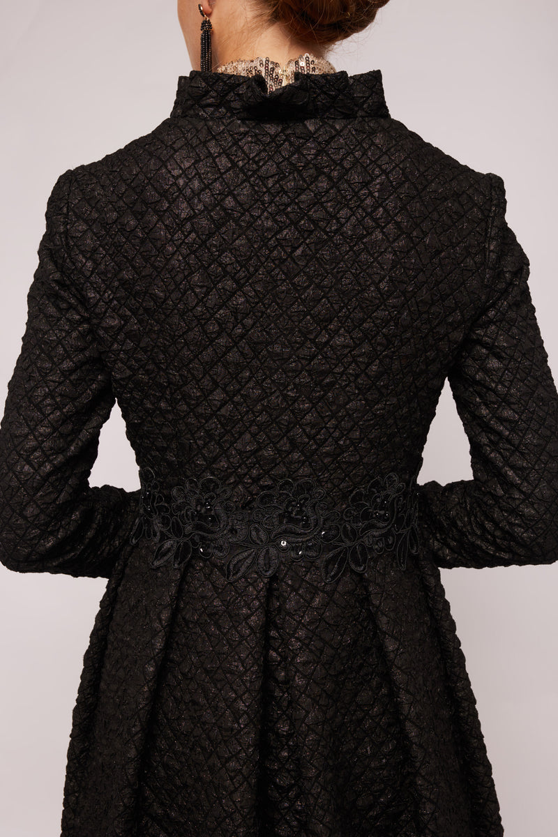 Black Jacquard Bolero Coat