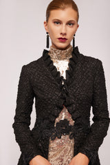 Black Jacquard Bolero Coat