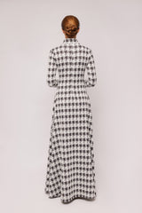 Knit Houndstooth A-line Maxi Dress