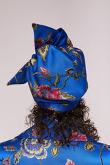 Blue Floral Brocade Turbana