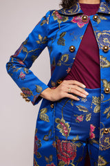 Blue Brocade Flare Pants