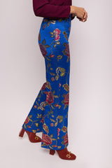 Blue Brocade Flare Pants