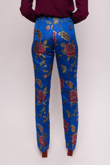 Blue Brocade Flare Pants