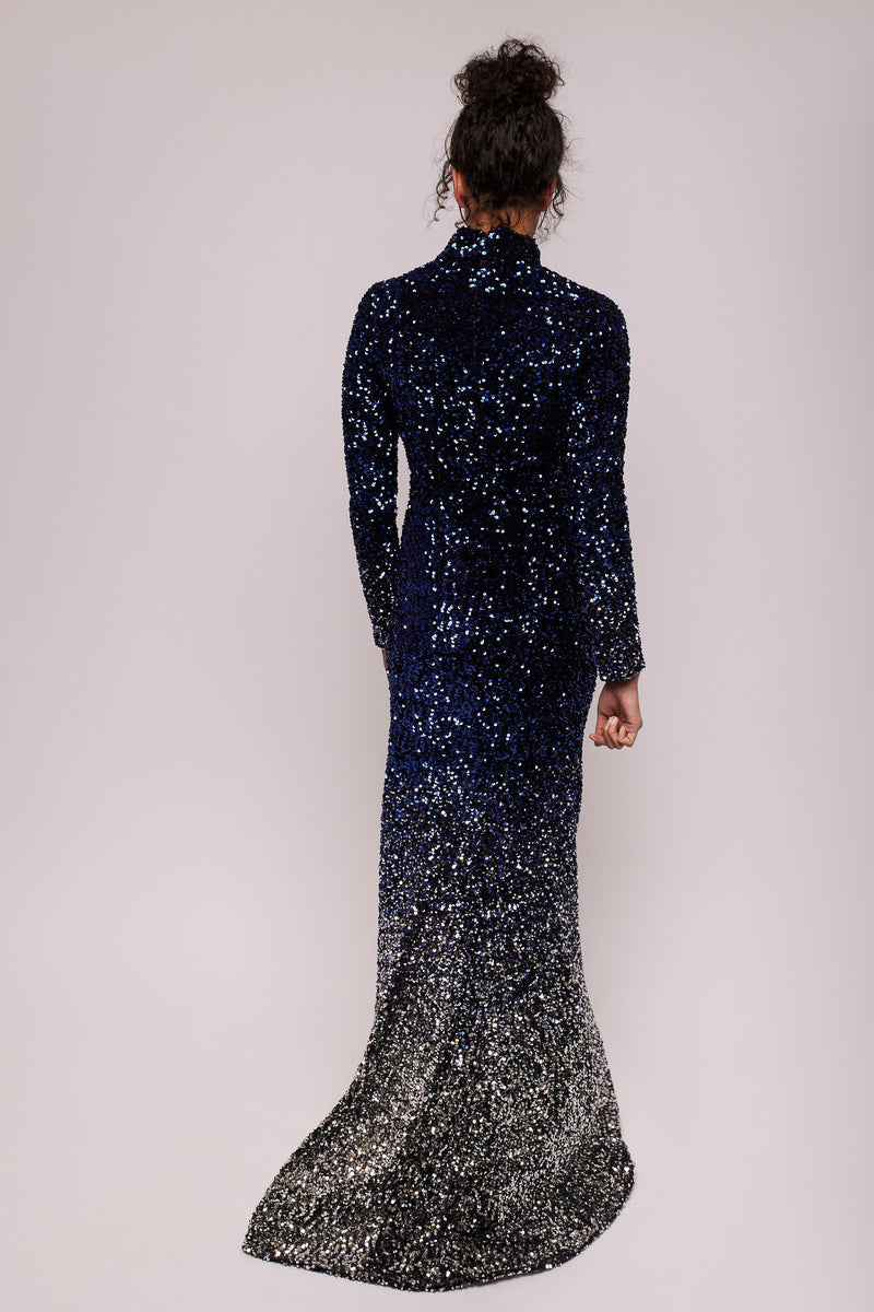 Blue Ombre Sequin Mermaid Gown