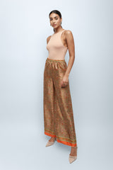 Apricot Silk Wide Leg Pants
