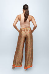 Apricot Silk Wide Leg Pants