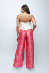 Rose Pink Silk Wide Leg Pants