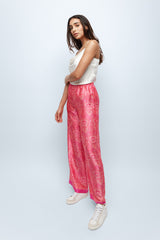 Rose Pink Silk Wide Leg Pants