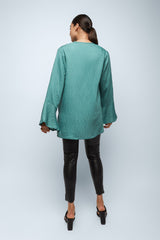 La Mer Blue Textured Linen Tunic
