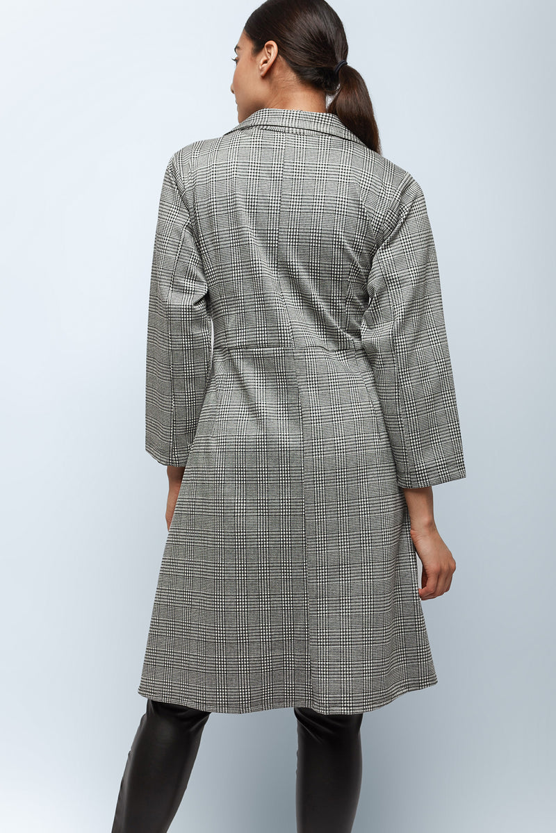 Oversized Button Front Plaid Coat