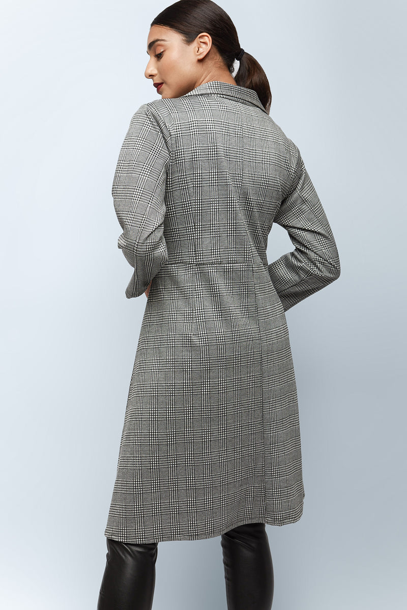 Oversized Button Front Plaid Coat