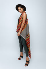 Horizontal Embroidered Aztec Vest